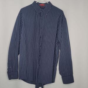 Izod Blue Striped Long Sleeve Button Down‎ Shirt
